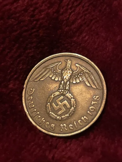 2. Weltkrieg deutsche 10 Pfennigmünze datiert 1938 geprägt in Berlin