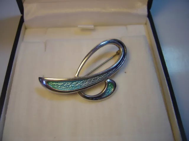 Stunning Solid Silver Brooch-Vintage-Genuine "Ortak" Rare Design Boxed Investmen 2