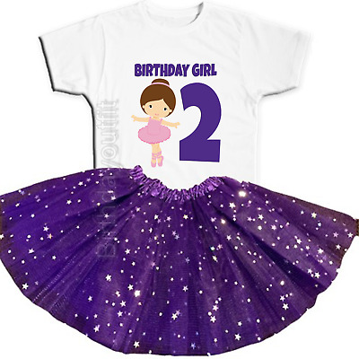 Ballerina Party 2nd Birthday Purple Tutu Outfit Personalized Name option