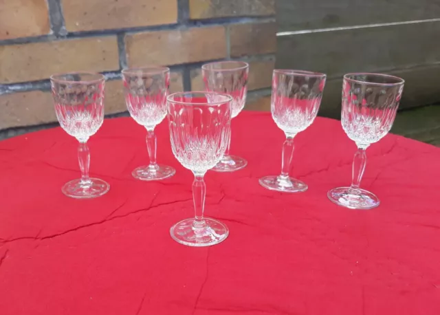 Lot 6 Verres à liqueur Cristal Taillé Facettes Diamant 6 V Anciens