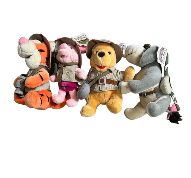 Disney Safari Collection Pooh Tigger Piglet Eeyore 9"  Plush Winnie the Pooh NWT
