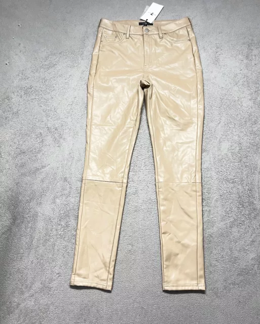 NWT 7 For All Mankind Pants Women's Small Beige Faux Leather Skinny