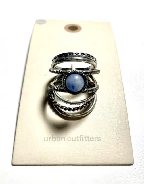 Urban Outfitters Stacking Angelite Blue Gemstone Ring Set M/L - NEW w/ tags