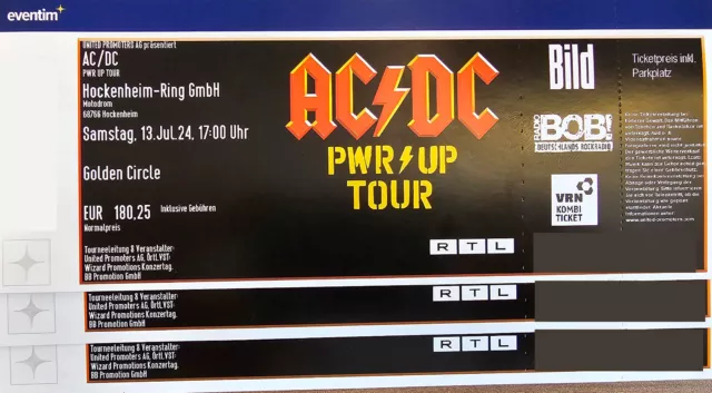 AC/DC Tickets Golden Circle Stehplatz (FOS) PWR UP Tour Hockenheim 13.07.2024