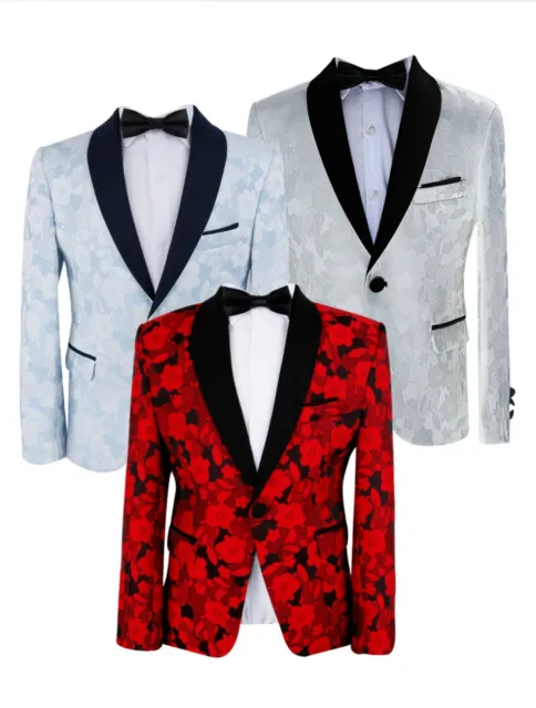 Page Boys Wedding Prom Dinner Formal Floral Patterned Tuxedo Red Blue Ivory Suit