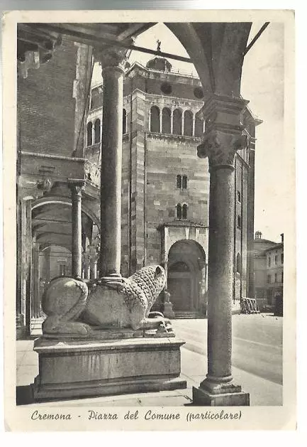 Vecchia Cartolina Particolare Di Cremona Piazza Del Comune 1940 Spedita