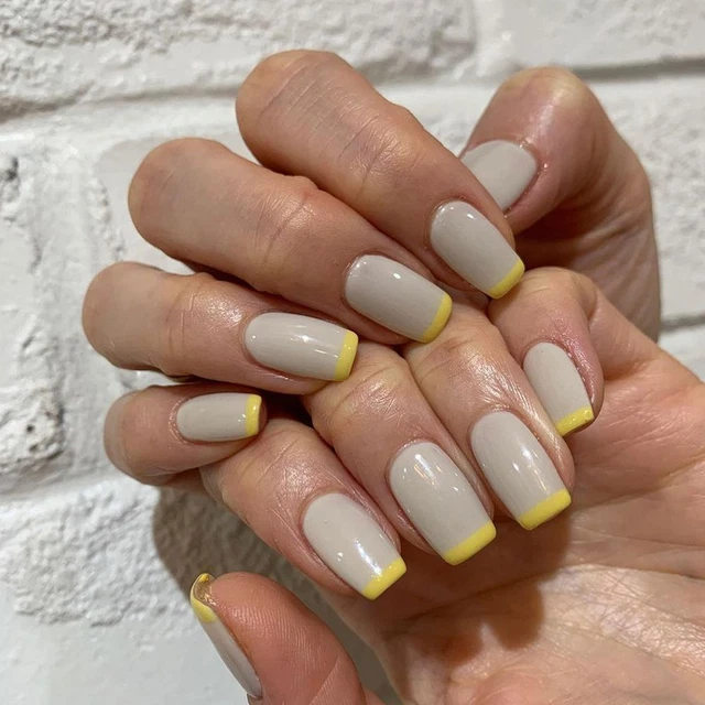 Faux ongles français à tête carrée Pointe des ongles Faux ongles Portable