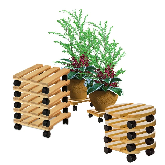 Pflanzenroller 30cm Holz Rollbrett Wagen für Blumen Topf Untersetzer mit Rollen