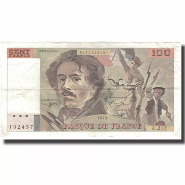 [#598573] France, 100 Francs, Delacroix, 1993, EF, Fayette:69bis.5, KM:154, g