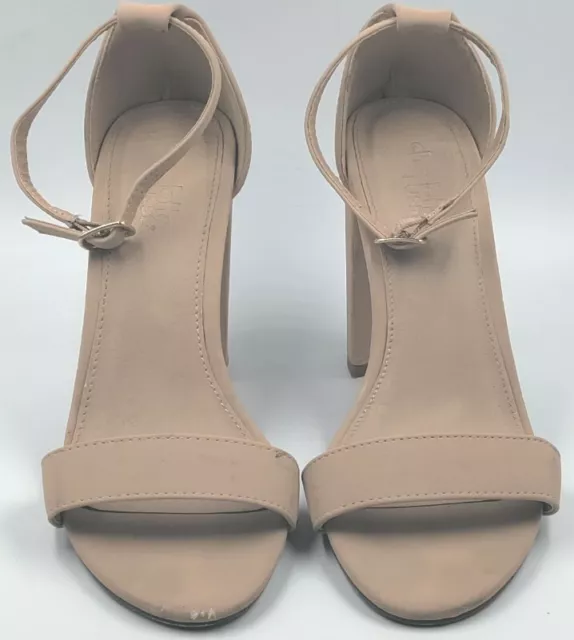 Charlotte Russe Nude Ankle Strap Sandals Single Sole Block High Heels Peep...