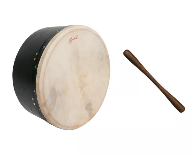 Tambor Bodhran de una sola barra sintonizable profundo, negro + 2 puntas