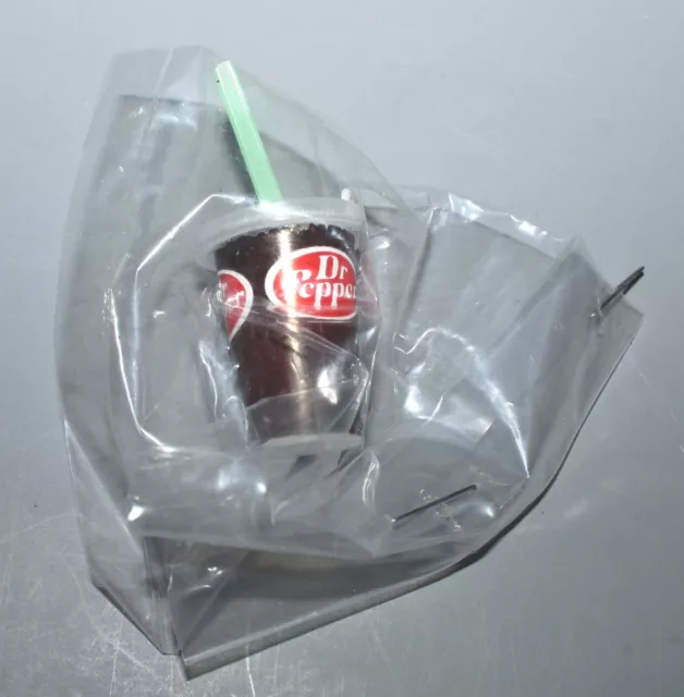 Vintage Dr. Pepper Mini Miniature 1 1/2” Plastic Soda Pop Fountain Cup Straw