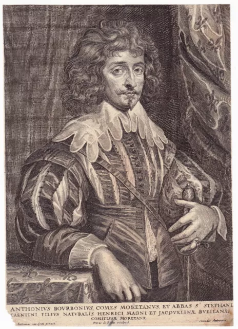 Portrait XVIIe Antoine de Bourbon Bueil Comte de Moret Antoine van Dyck 1650