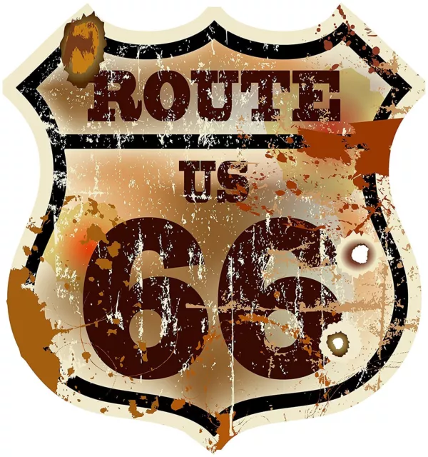 8cm Auto Aufkleber Route 66 USA oldschool Vintage retro Bobber Biker Sticker #4