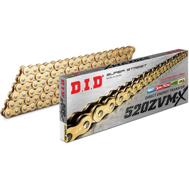 Catena Trasmissione DID 520ZVMX/118 Oro-Oro X-Ring Aperta Con Chiusura a Rivetto