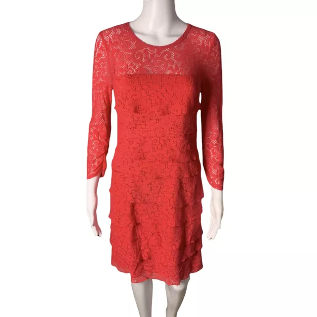 Laundry By Shelli Segal Lace Tiered Dress In Red Women's 4