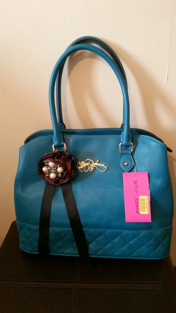 Betsey Johnson Satchel Purse Bag "Quilty Pleasure" Teal Dilliards Nwt Org $108