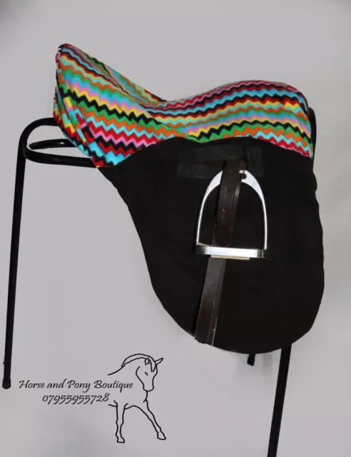 SADDLE COVER Ride on seat saver zigzag and black fleece ALL SIZES