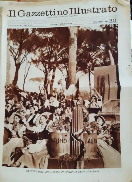 1934 Gazzettino Illustrato Venezia Sagra Dell'uva Marino S.menaio Maiano Combi