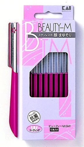 KAI Razor Beauty M SM BTM10H1 x 10 Acero Inoxidable para Afeitado de Caras y Cejas