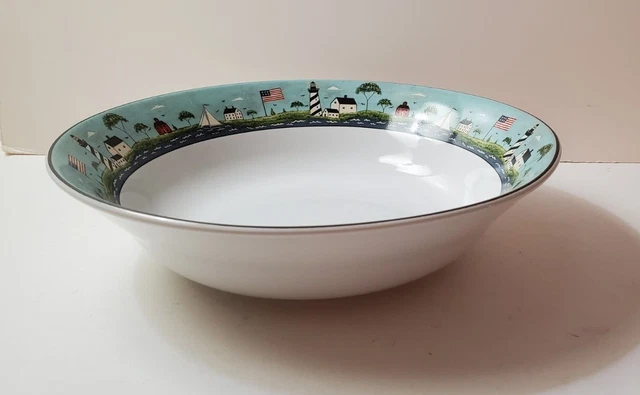 COASTAL BREEZE  WARREN KIMBLE Large Serving Bowl NEW Lighthouse 1998 Sakura