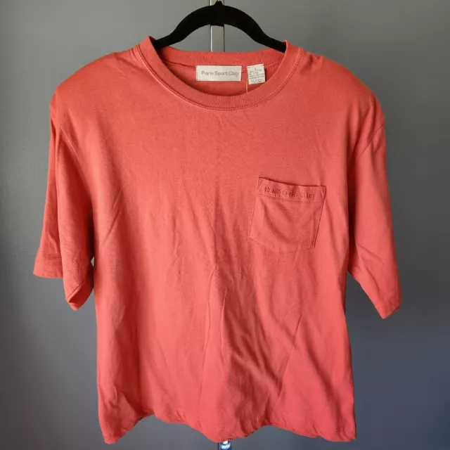 Vintage 1990s Paris Sport Club Pocket Tee Short Sleeve T-Shirt Women's Large Red