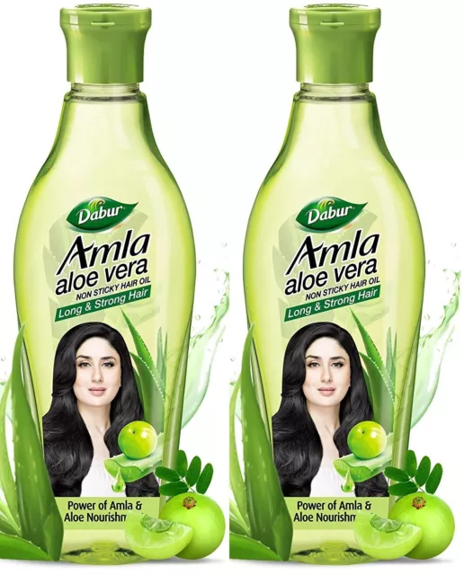 2 Bottles x Aloe Vera Dabur Amla Hair Oil gooseberry Non Stick Oil 200ml Total