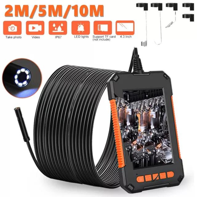 1080P HD Industrial Endoscope Borescope LCD 4.3inch 8mm Inspection Snake Camera