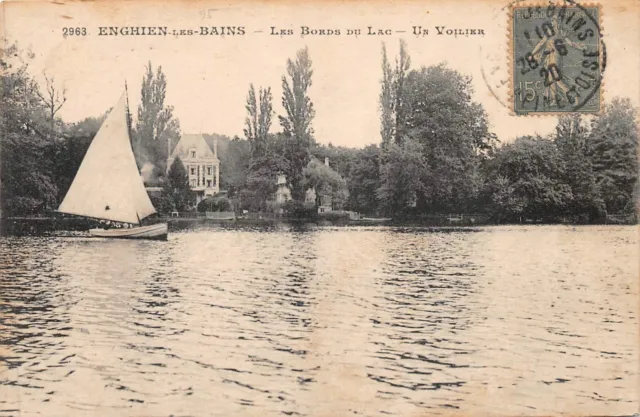 CPA-Enghien-les-Bains les bords du lac un voilier (126463)