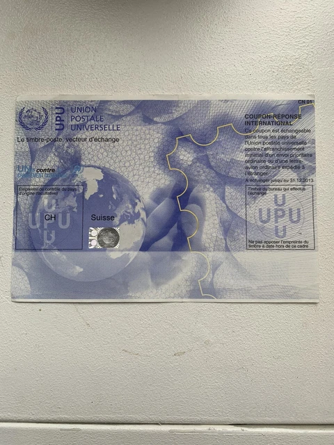 SWITZERLAND 2013, INTERNATIONAL REPLY COUPON new never used suisse