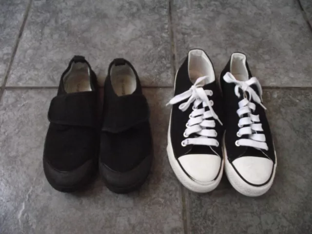 Boys Girls Two Pairs Canvas Pumps Shoes size 2uk / 3uk