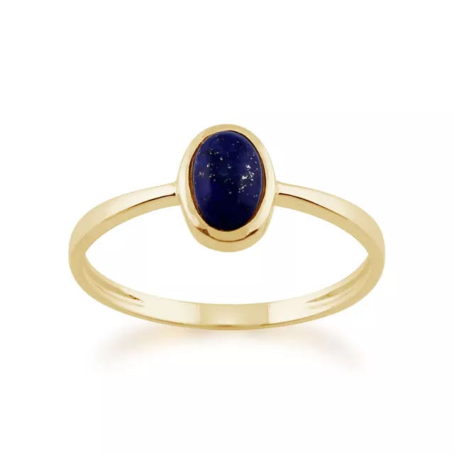 Gemondo 9ct Yellow Gold 0.56ct Lapis Lazuli Single Stone Oval Framed Ring