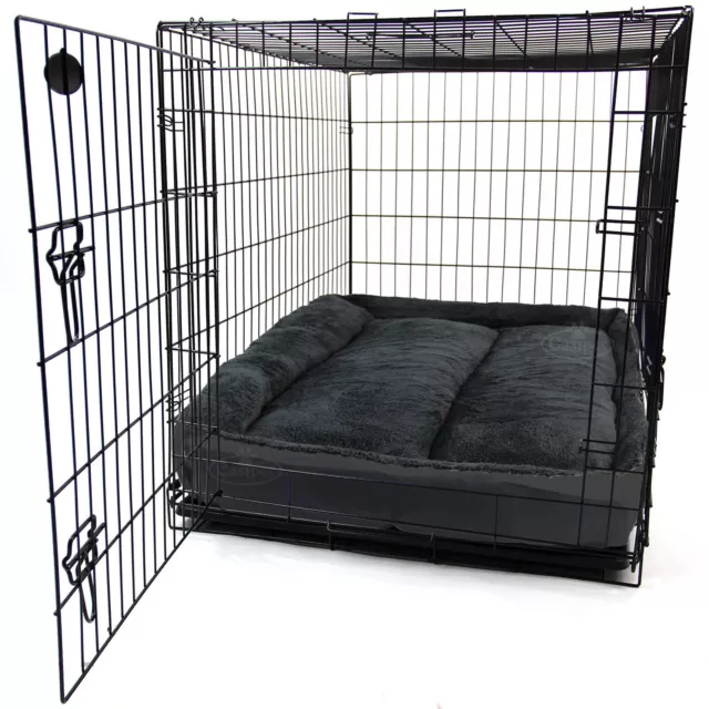 Dog Cage with Bed Metal Training Crate Puppy Pet Cat Carrier XS S M L XL XXL 2