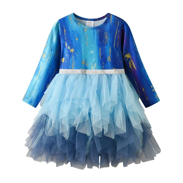Lungo Palco Gonna Manica Per Bambine Principessa Tutu Rete Vestito Molla Autunno