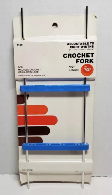 NEW/VTG Boye 12” Adjustable Width Crochet Fork For Maltese Crochet/Hairpin Lace NEW/VTG Boye 12” Adjustable Width Crochet Fork For Maltese Crochet/Hairpin Lace