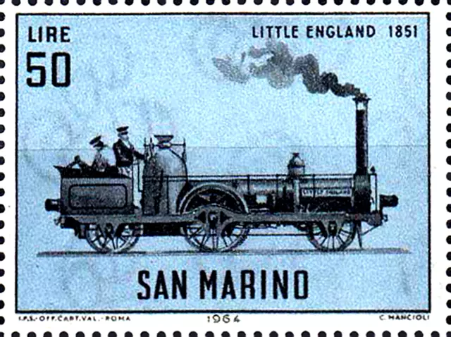 821 San Marino MNH 1964 Eisenbahn Lokomotive Dampflok Little England Uk 1851