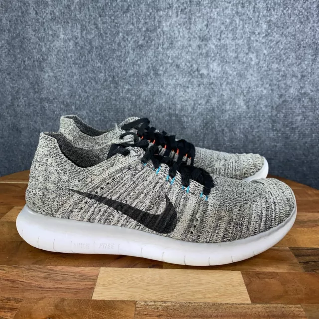 Nike Free RN Flyknit Womens 7.5 Running Shoes Gray Oreo Athletic Sneakers