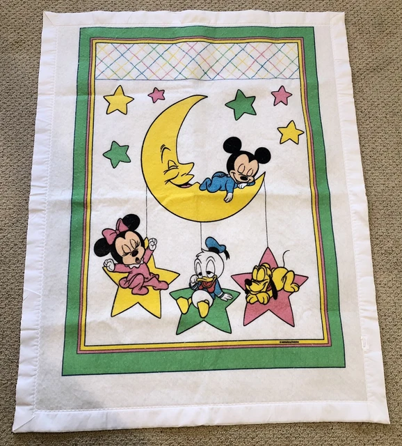 VINTAGE WALT DISNEY Productions Mickey Mouse Baby Blanket Minnie Pluto