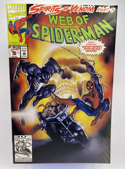 Web of Spiderman #96, Spirits of Venom part 3, Marvel 1992 Vintage Comic Book