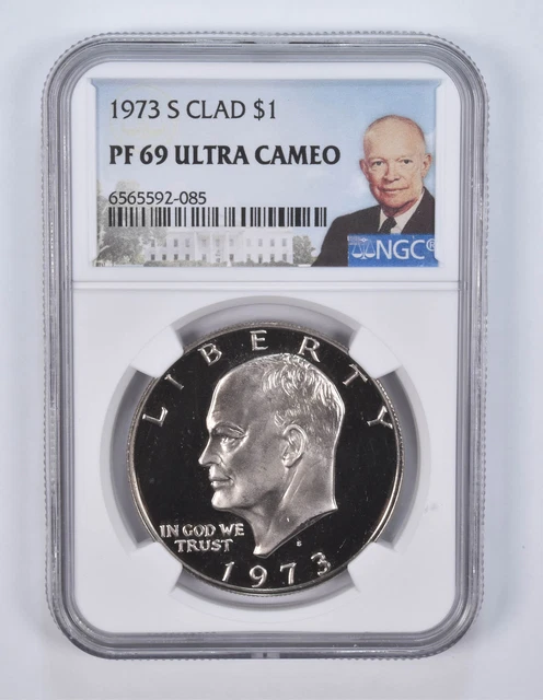 PF69 UCAM 1973-S Clad Eisenhower Dollar Ike NGC Special Label *0747 PF69 UCAM 1973-S Clad Eisenhower Dollar Ike NGC Special Label *0747