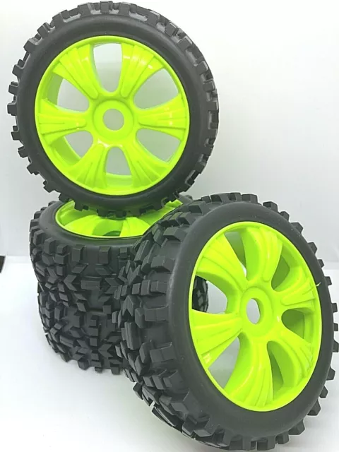 1/8 Buggy Wheels 17mm Hex fitting. HPI Kyosho XTM Hobao  Set of four GREEN