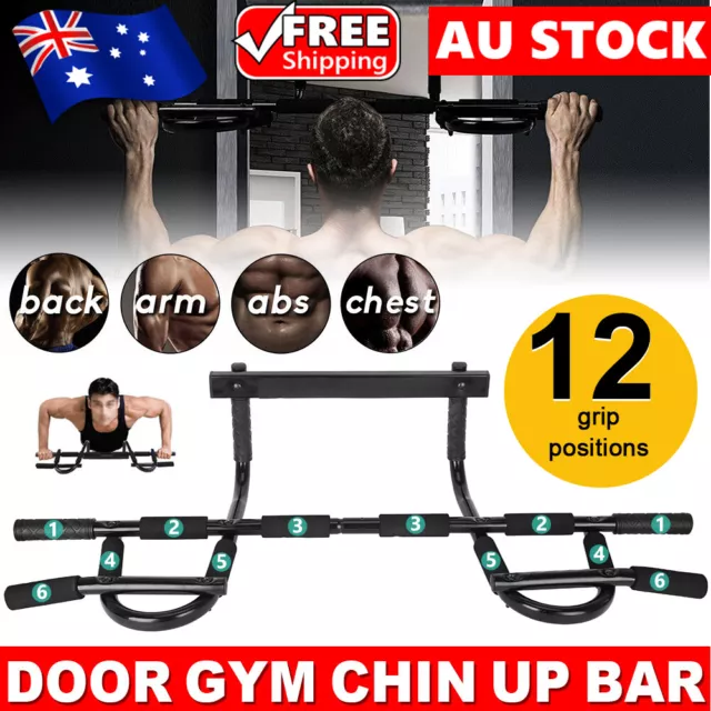 Pull Up Chin Up Bar Doorway Wall Exercise Home Gym Workout Station Fitness Abs