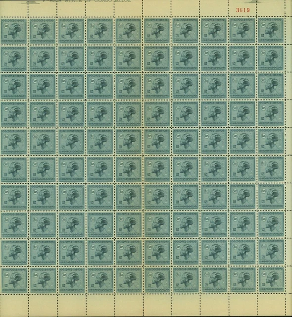 Belgian Congo 1927 -MNH stamps. Mi. Nr.:91/Cob Nr.129. Sheet of 100(EB) MV-11137