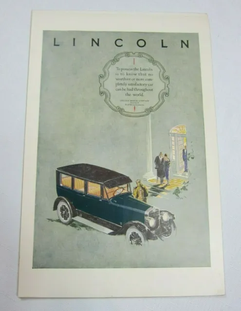 Vintage 1924 Lincoln Sedan Car Auto Print Ad Ford Motor Company 14.5 x 9.5 RARE