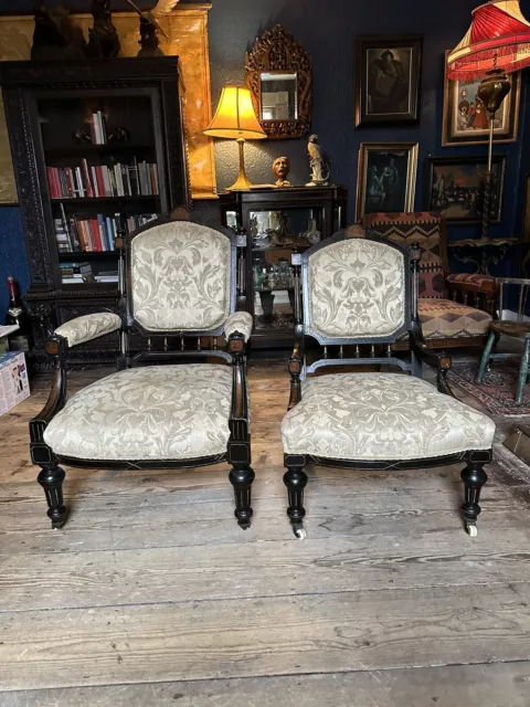 Antique Victorian Aesthetic Movement His and Hers Chairs