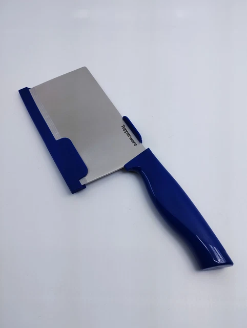 Tupperware Profi Messer Hackmesser Universalmesser Schutzhülle blau Edelstahl