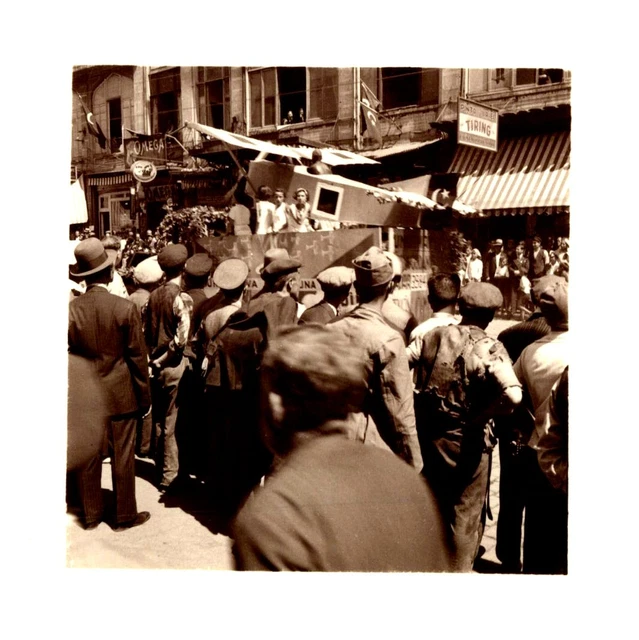 Tirage Original Istanbul 1918 - Foule Fête De La Victoire - Photo Vintage 6,5x6,5 Cm