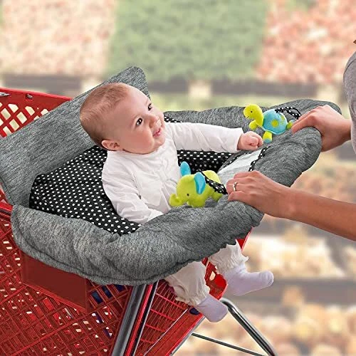 Summer 2-in-1 Full Coverage Cushy Shopping Cart Cover () and High Heather Gray