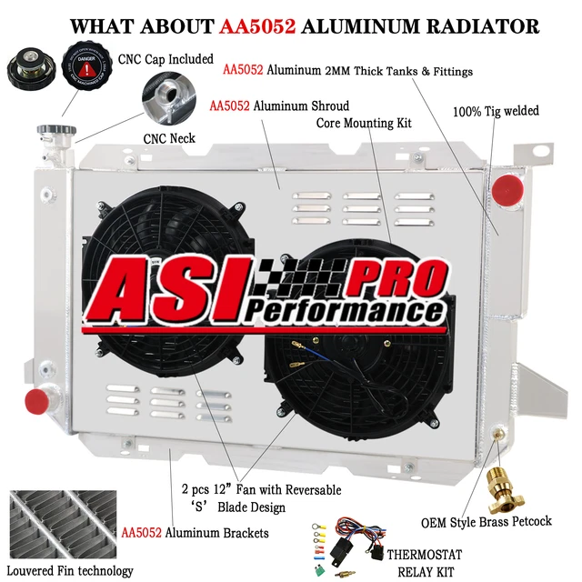 3 Row Radiator Shroud Fan for 1983-97 95 Ford F-150 F-250,F350 F450 Truck&Bronco