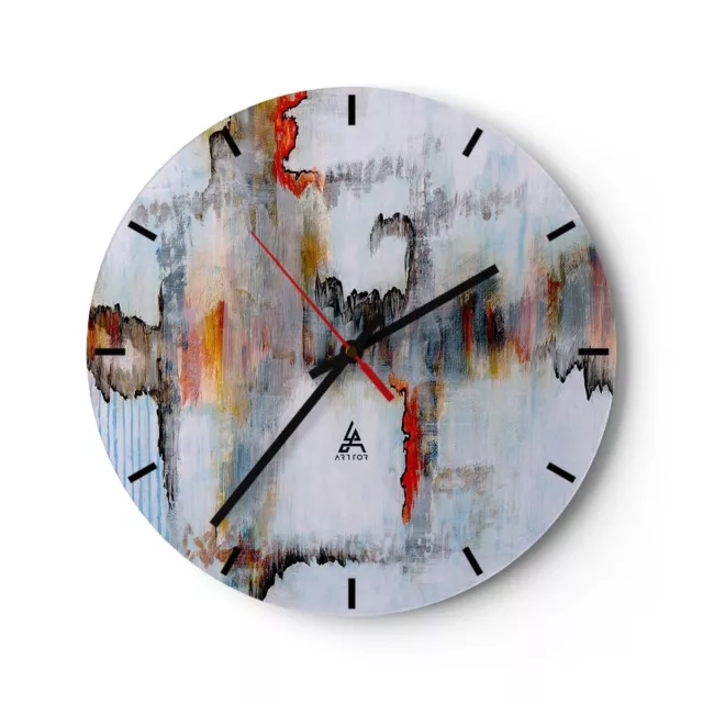 Horloge murale en verre 30x30cm Silencieuse abstraction moderne Wall Clock